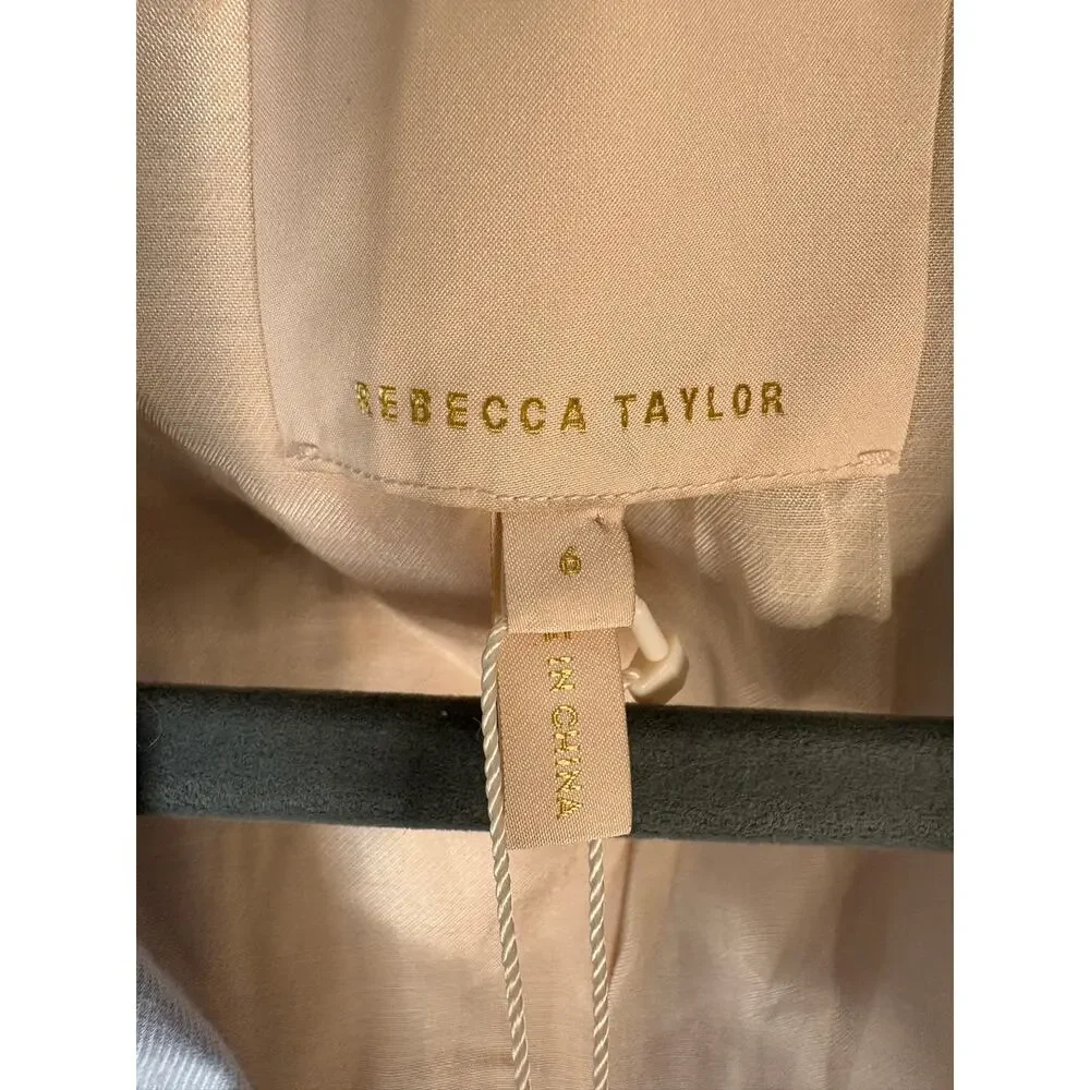 Rebecca Taylor NYC Slub Denim Blazer Jacket Scallop Trim Office Old Money 6